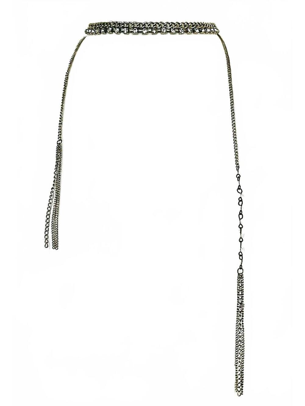 NWT Gemma Simone Gold-Tone Rhinestone Choker Necklace Crystal Tassel 12" Long